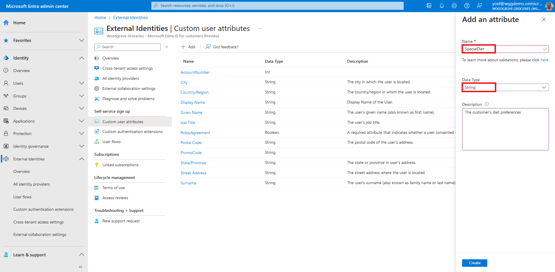 Custom user attributes