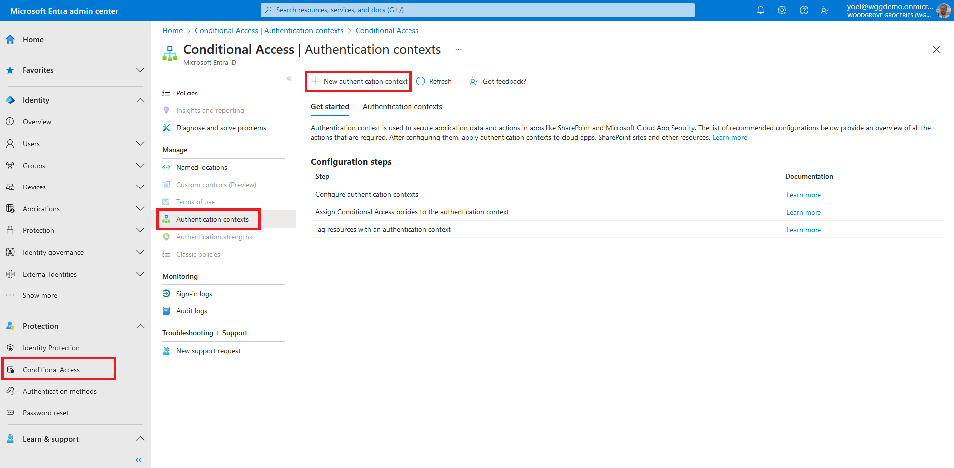 Authentication context - Step-up authentication