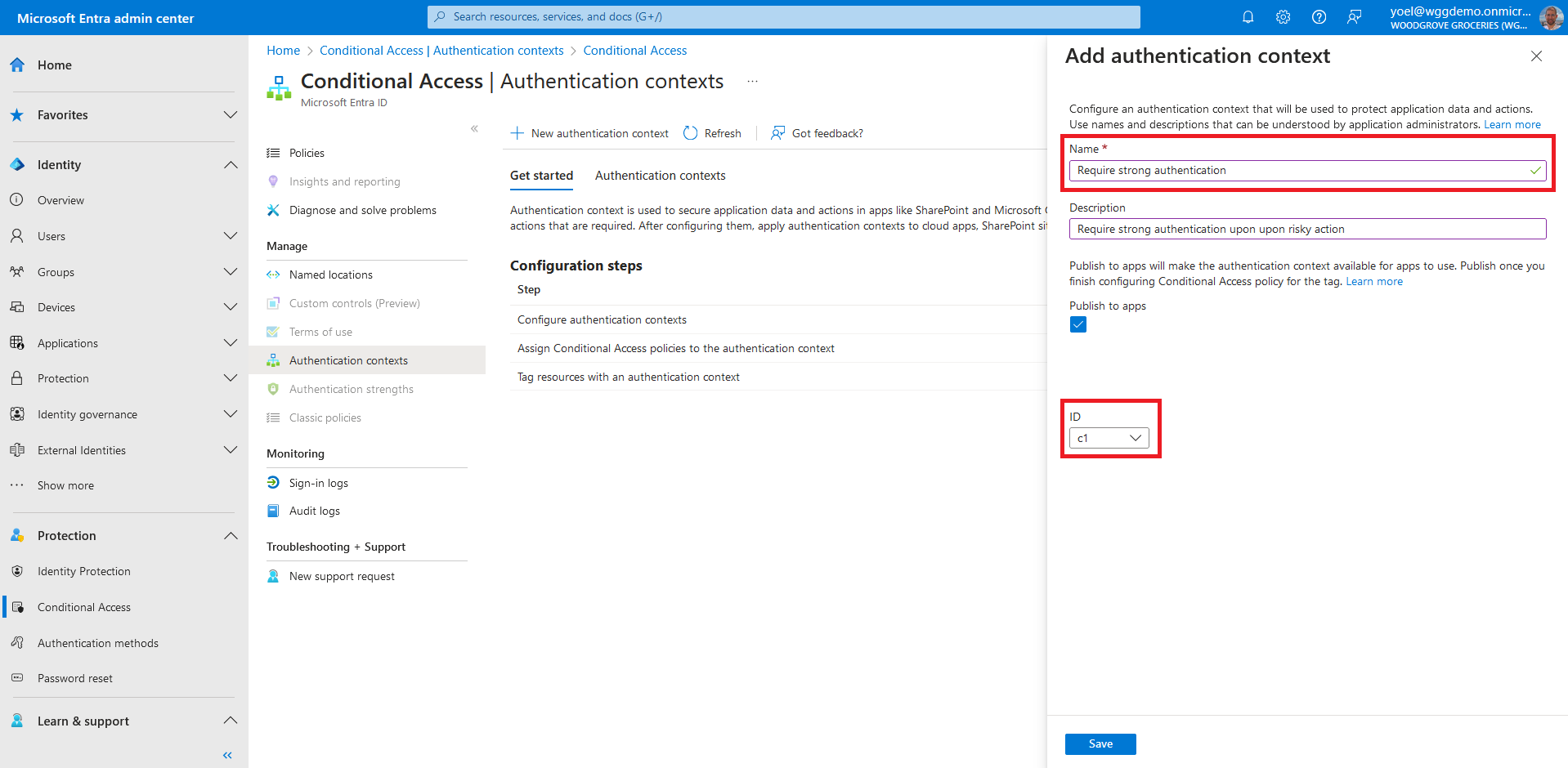 Authentication context - Step-up authentication