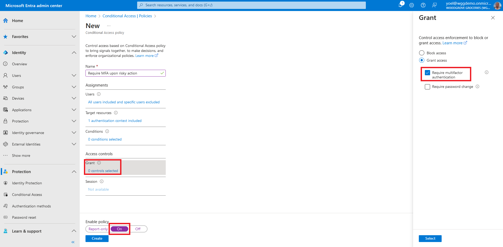 Authentication context - Step-up authentication