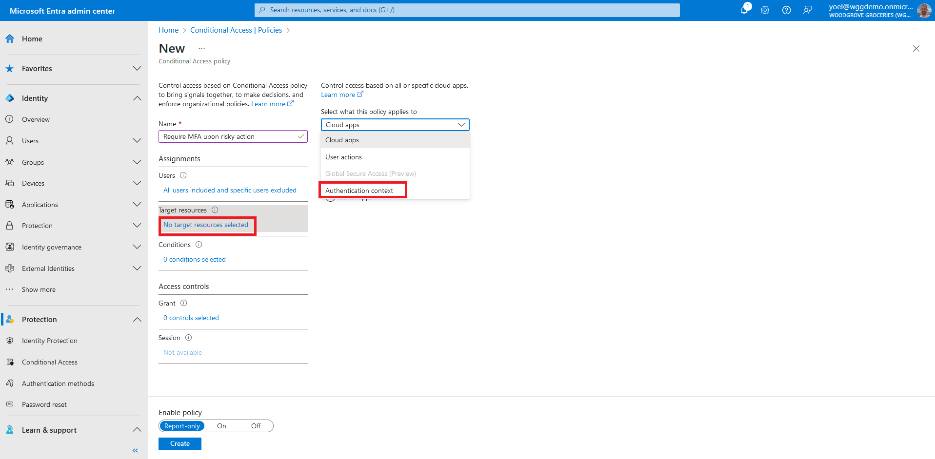 Authentication context - Step-up authentication