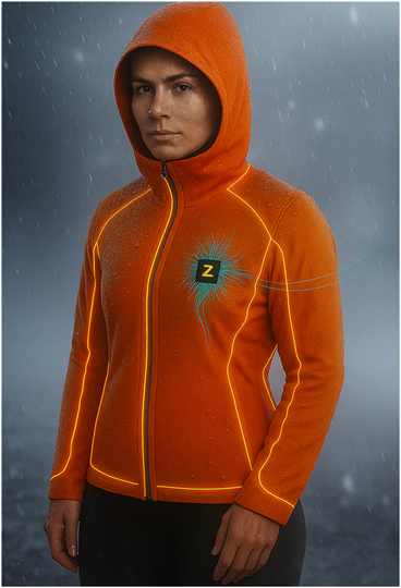 Men’s and woman’s light weight, smart mesh fabric, illuminated hooded jacket